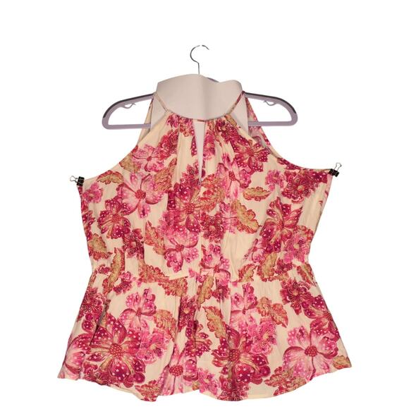 Old Navy Tank Top Womens XL Pink Red Floral Print Halter Tiered Peasant Boho - Picture 3 of 12